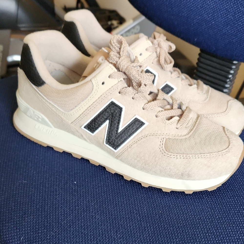 New Balance Tan and Black Sneakers